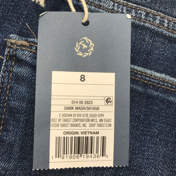 Universal Thread Women's 8 Crop High Rise Straight Dark Wash Blue Jeans New - Picture 4 of 15